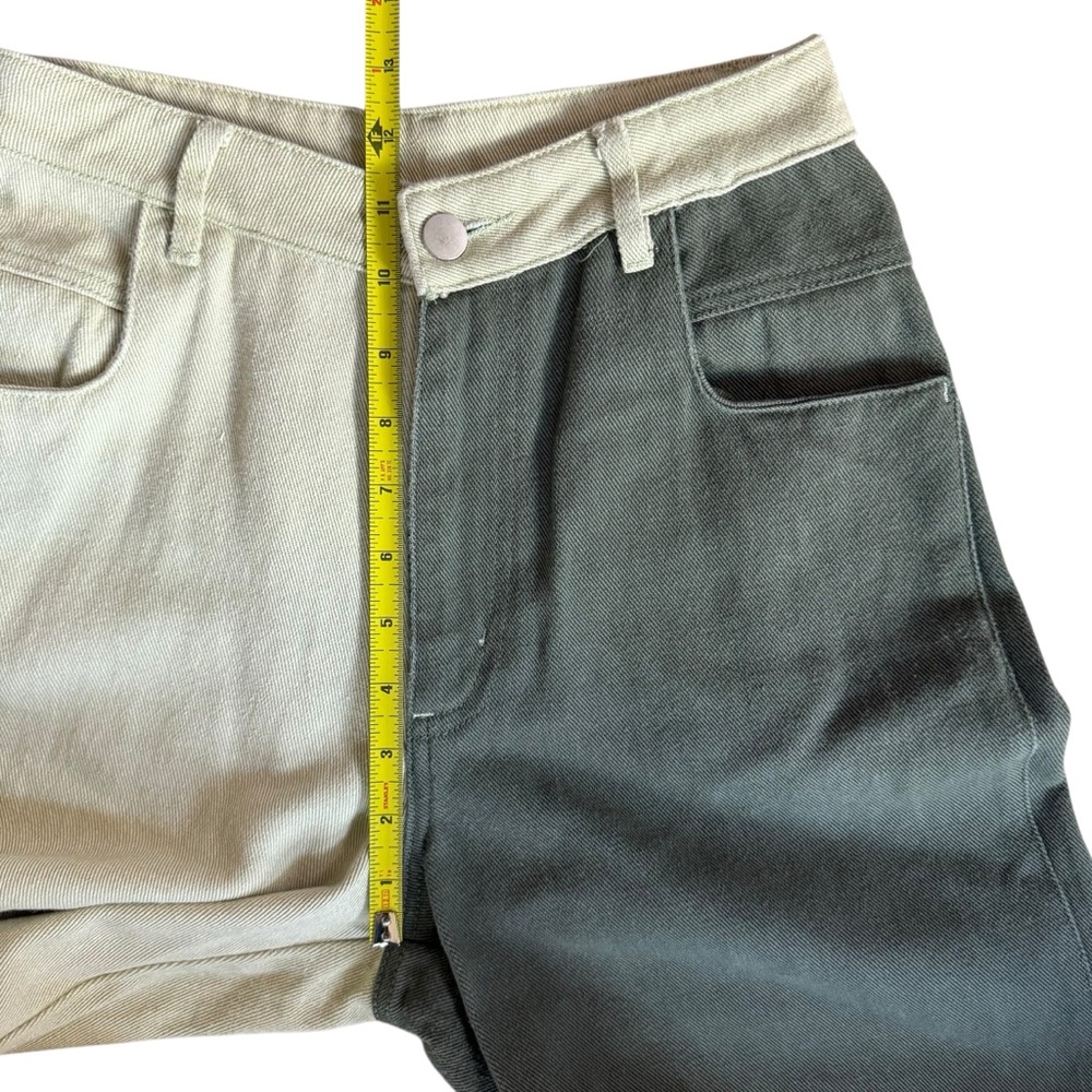Papermoon Olive Green and Cream High Waisted Wide Leg Pants Women’s Small - Picture 5 of 7